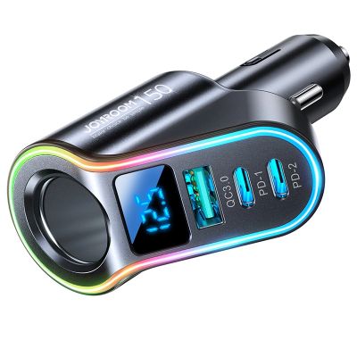 3. Joyroom Fast Car Charger 4in1 USB-A QC3.0 / 2xUSB-C PD 150W Black (JR-CL21)