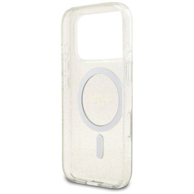 7. Guess IML Glitter Pearl Strap MagSafe Case for iPhone 17 Pro - Transparent