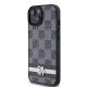 2. DKNY Leather Checkered Mono Pattern & Printed Stripes Case for iPhone 15/14/13 - Black