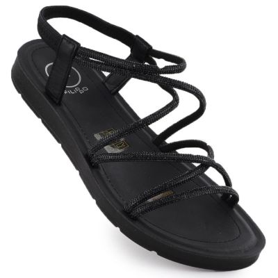 7. Women's Roman sandals with zircons, black Filippo DS6884