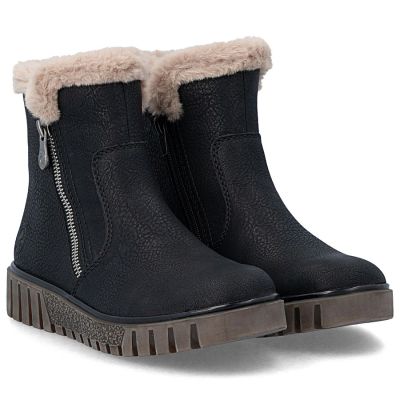 10. Women's insulated black ankle boots Rieker Y3481-01