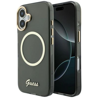 Guess IML Script Metal MagSafe Case for iPhone 17 - Black
