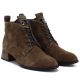 9. Women's leather ankle boots with heels, camel suede, Vinceza FIO27-67036