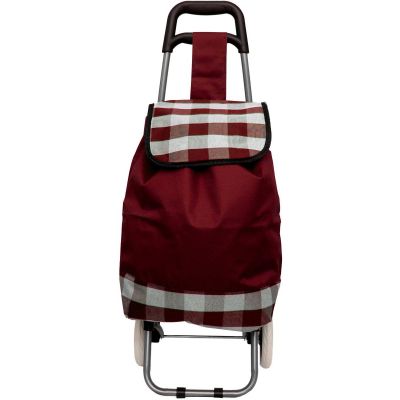 8. TROLLEY SHOPPING BAG ON WHEELS WITH FRAME 31L RED WHITE