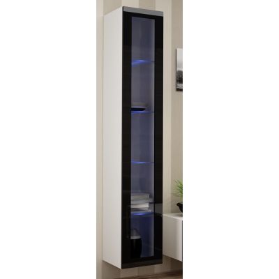 VIGO glass display cabinet '180' 180/40/30 white/black
