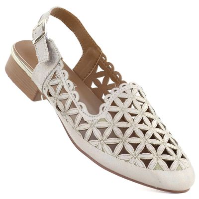 Women's low-heeled openwork gold sandals Jezzi ASA222-16