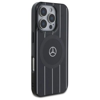 4. Mercedes MB Double Layer Crossed Lines MagSafe iPhone 16 Pro Case - Black