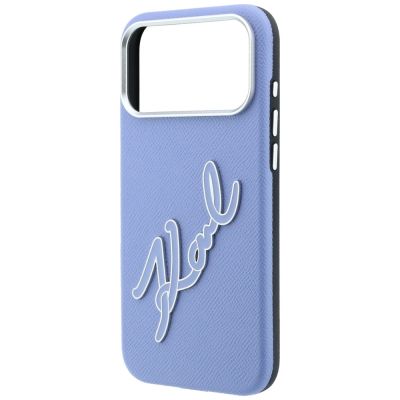 6. Karl Lagerfeld Smooth Big Resin Signature Logo Case for iPhone 18 Pro Max / 17 Pro Max - Blue