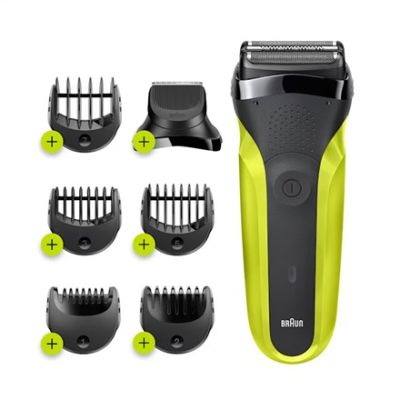 Braun Series 3 Shave&Style 300BT Electric Shaver, Men's Razor, Volt Green, Foil Shaver, Green, Buttons, LED, Charging, Power, AC/Battery