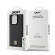 8. DKNY Leather Monogram Pattern Metal Logo MagSafe Case for iPhone 15 Pro - Black