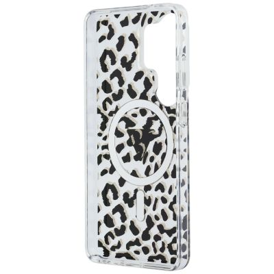 7. Guess IML Leopard Print Triangle MagSafe Case for Samsung Galaxy S26 Ultra - Black