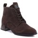 Women's leather ankle boots with high heels, suede, dark brown, Vinceza FIO27-67036