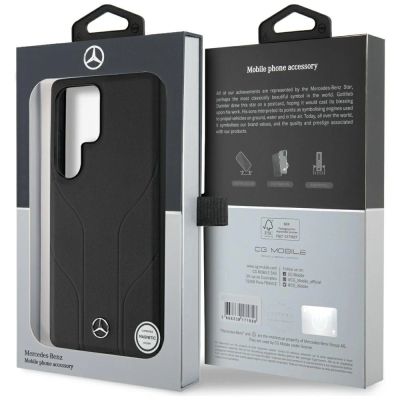 8. Mercedes Leather Debossed Lines MagSafe case for Samsung Galaxy S25 Ultra - black