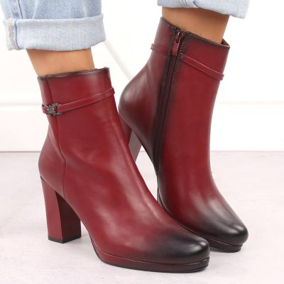11. Women’s Red Insulated Block-Heel Ankle Boots M.Daszyński AF125-22
