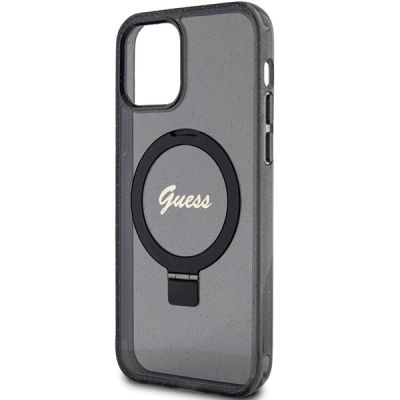 6. Guess Ring Stand Script Glitter MagSafe case for iPhone 12/12 Pro - black