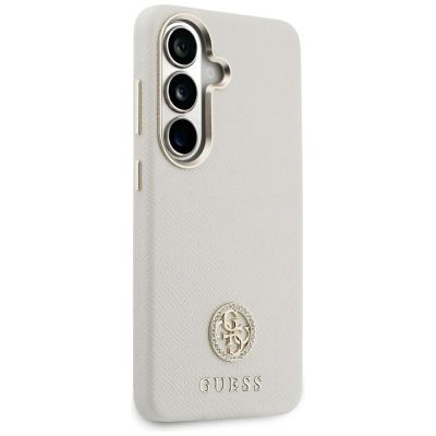 4. Guess Rhinestone Round Logo MagSafe Case for Samsung Galaxy S26+ - Beige