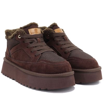 4. Women's leather ankle boots, chocolate platform snow boots, Potocki CA13312