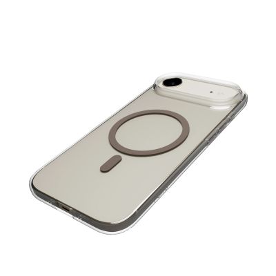 9. Puro Lite Mag TPU+PC Case Compatible with MagSafe for iPhone 17 Air - Transparent with Brown Ring