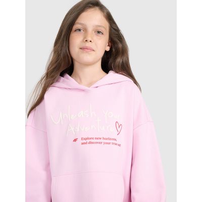 4. Oversized sweatshirt with hood, unzipped, for girls, 4F 4FJRAW25TSWSF2429-56S