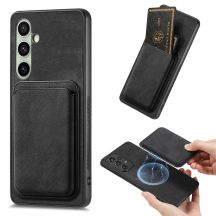 Samsung Galaxy A56 5G Faux Leather Case with Detachable Card Holder, MagSafe Compatible - Black