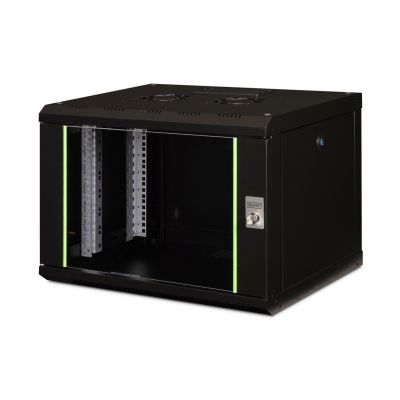 Digitus Unique 19" 7U wall-mounted network cabinet, 600x450, glass door, black, undivided, assembled, 100kg