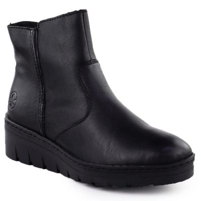 8. Women's leather wedge ankle boots black Rieker X9165-01
