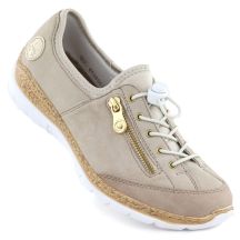 Rieker N42F1-60 women's leather slip-on shoes in beige