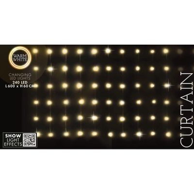 13. CHRISTMAS TREE LIGHTS LIGHT CURTAIN OUTSIDE/INSIDE 240 LED 600X60CM WITH REMOTE CONTROL WARM WHITE