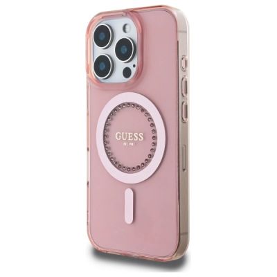 2. Guess IML Rhinestones MagSafe iPhone 16 Pro Max Case - Pink