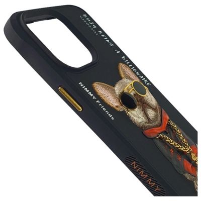 4. Nimmy Glasses Cool Dog Case for iPhone 15 Pro - Black