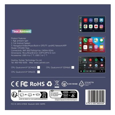 22. CARLINKIT TBOX Ambient Adapter 8GB+128GB Android 13- 8G/128G Carplay I Android Auto black