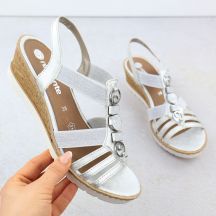 Women's wedge sandals with elastic bands silver Remonte R6264-92