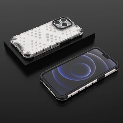 13. Honeycomb Case armor cover with TPU Bumper for iPhone 13 Pro transparent