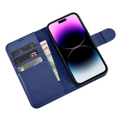 9. iCarer Wallet Case 2in1 Cover iPhone 14 Pro Leather Flip Case Anti-RFID blue (WMI14220726-BU)