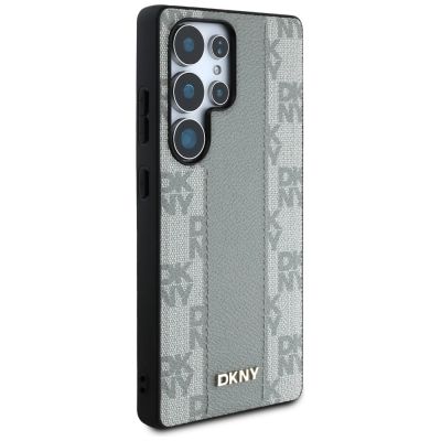 4. DKNY Leather Checkered Pattern MagSafe Case for Samsung Galaxy S25 Ultra - Gray