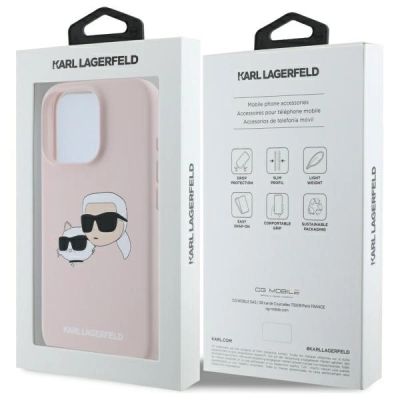 8. Karl Lagerfeld Silicone Nauble Heads Print MagSafe Case for iPhone 16 Pro Max - Pink