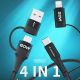 6. Wozinsky WNBAA 4in1 cable 2x USB-C 1x USB-A 1x Lightning 60W 1 m - black