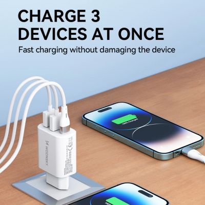9. Wozinsky CWCUCW 30W USB-C / 2 x USB-A Wall Charger - White