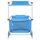 22. FOLDABLE BEACH CHAIR WITH CANOPY ON WHEELS 116x62x60-90CM BLUE