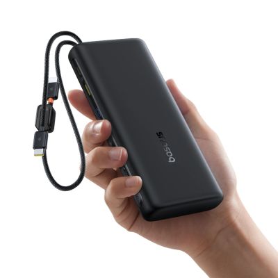 3. Baseus EnerFill FC41 20000mAh 100W Power Bank with Digital Display and Built-in Dual USB-C Cable - Black