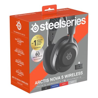 10. SteelSeries Series | Gaming Headset | Arctis Nova 5 | Bluetooth | On-ear | Microphone | Noise Cancelling | Wireless | Black