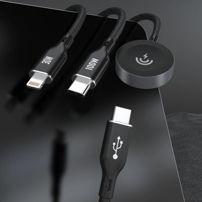 5. Apple Watch Dudao A12Max+ PD 100W 3in1 Charger Cable: USB-C Lightning 1.2m - Black