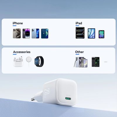 9. Joyroom JR-TCG08 GaN 20W Power Delivery Wall Charger - White