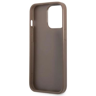 7. Guess 4G Triangle Logo Cardslot Case for iPhone 13 Pro / 13 - Brown