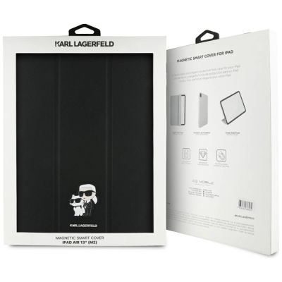 8. Karl Lagerfeld Saffiano Magnetic Karl & Choupette iPad Air 13" 2024 Book Cover Case - Black