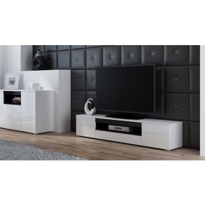 TV cabinet VIVA 180 white/glossy white+black