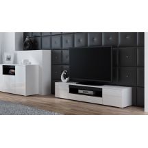 TV cabinet VIVA 180 white/glossy white+black