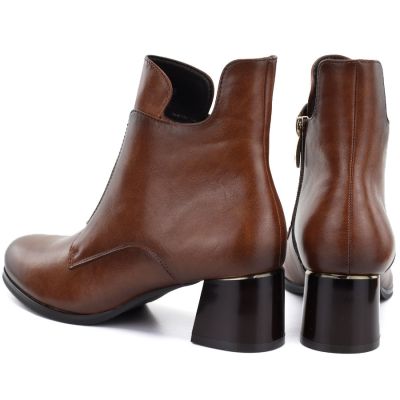 5. Women's insulated ankle boots with a block heel, brown, Potocki SZ12868