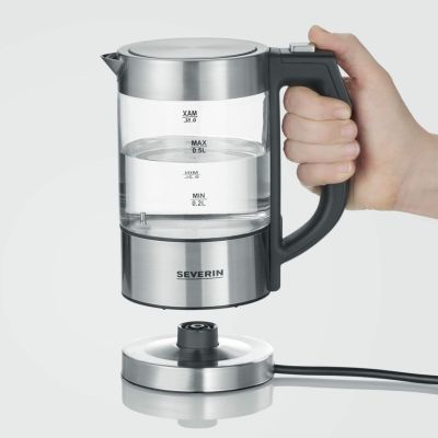 3. Severin WK 3458 electric kettle 0.5 l 1100 W Black, Transparent