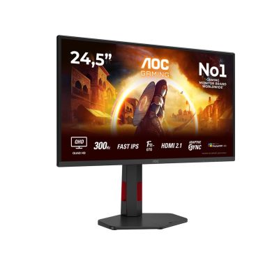 6. AOC Q25G4SR Monitor, 24.5 inches, IPS, QHD connector, 16:9, 300 Hz, 1 ms, 2560 x 1440 pixels, 400 cd/m2, HDMI ports: 2, Black